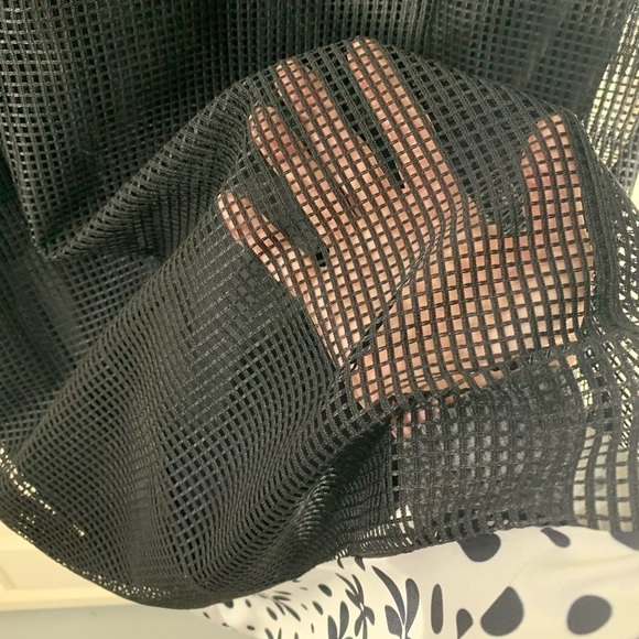 eric Alexandre Black Mesh Midi Dress Sleeveless Flower panel Hem 1/2 Back Zip - Picture 6 of 11